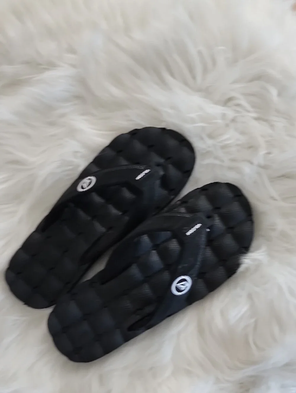Volcom Kids Black Quilted Strap Flip Flops